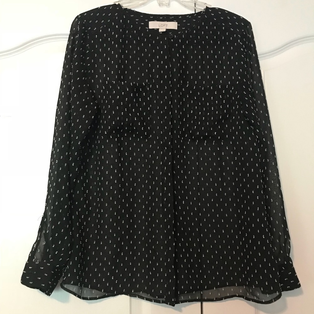 **FINAL SALE** Loft Sheer Black Patterned Shirt